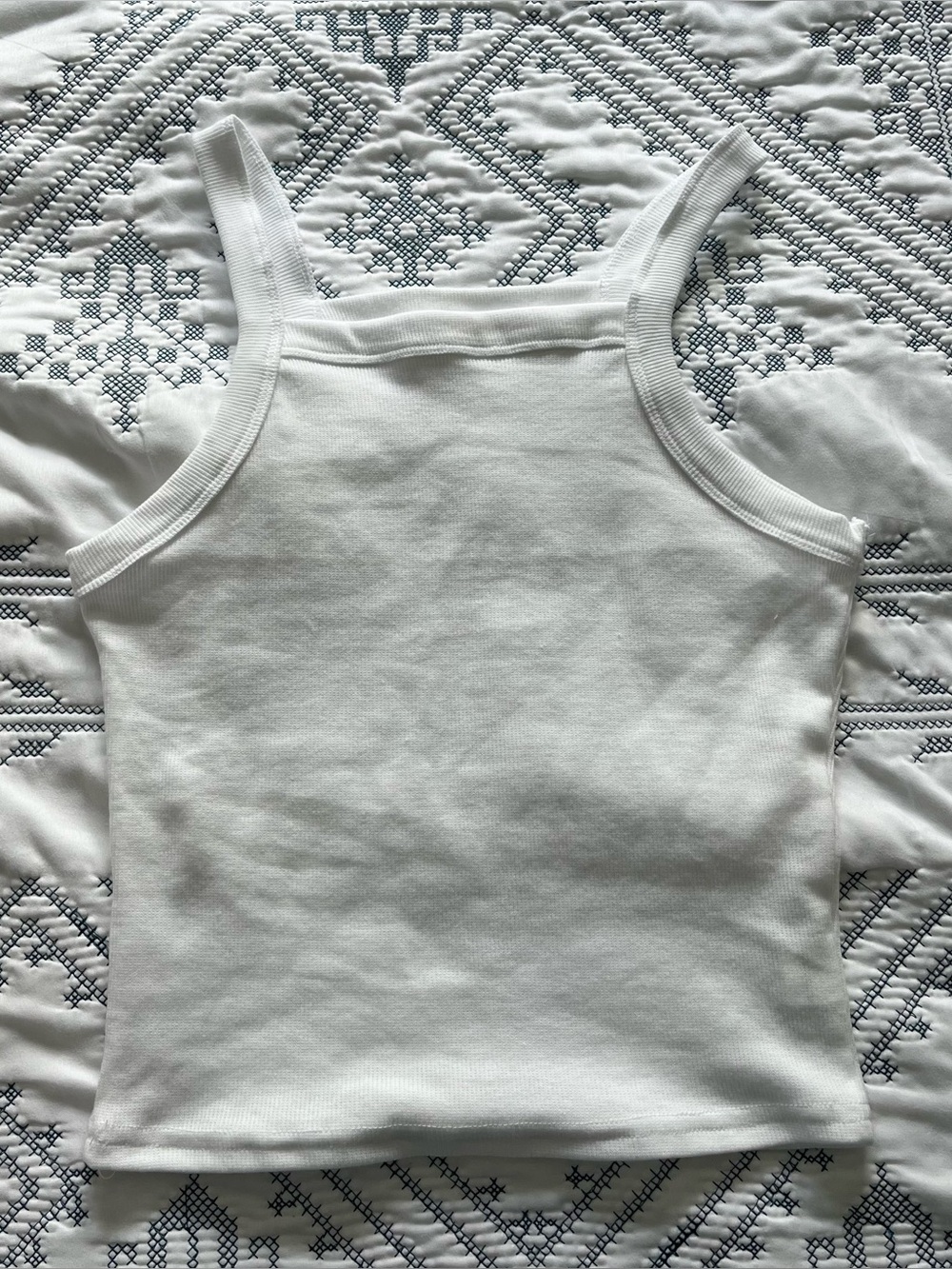 SHEIN White Ribbed Square-Neck Tank Top